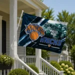 New York Knicks House Flag Custom Diagonal Stripes Blue Best Selling