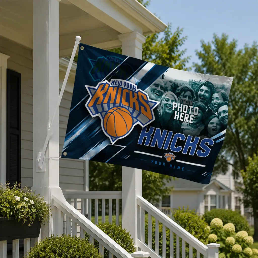 New York Knicks House Flag Custom Diagonal Stripes Blue New Arrival New York Knicks House Flag Custom Diagonal Stripes Blue New Arrival