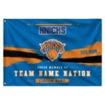 New York Knicks House Flag Personalized Brushed Streaks Blue Best Selling