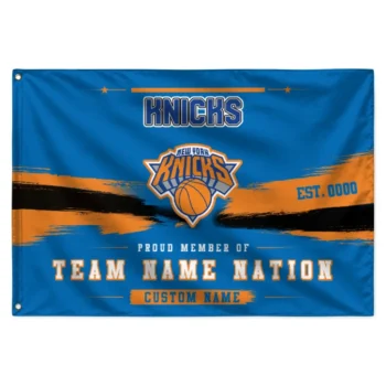 New York Knicks House Flag Personalized Brushed Streaks Blue Best Selling