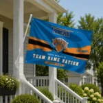 New York Knicks House Flag Personalized Brushed Streaks Blue Best Selling