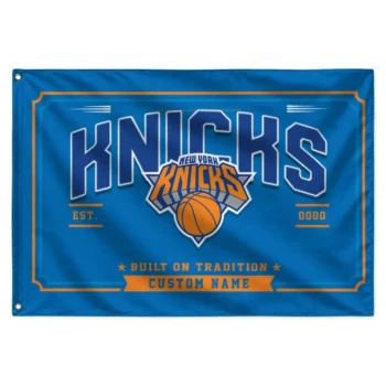 New York Knicks House Flag Personalized Ornate Border Blue Best Selling