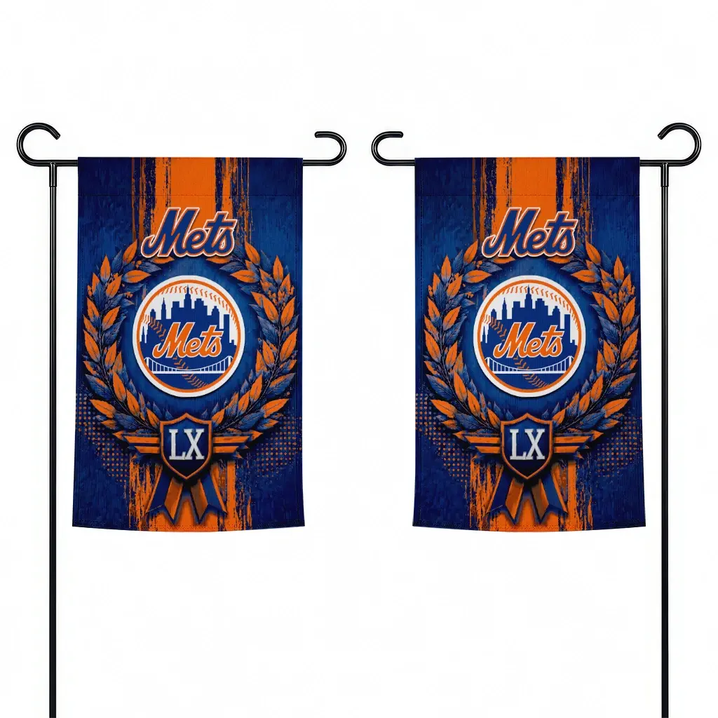 New York Mets Garden Flag Custom Laurel Wreath Blue Fashion Forward New York Mets Garden Flag Custom Laurel Wreath Blue Fashion Forward