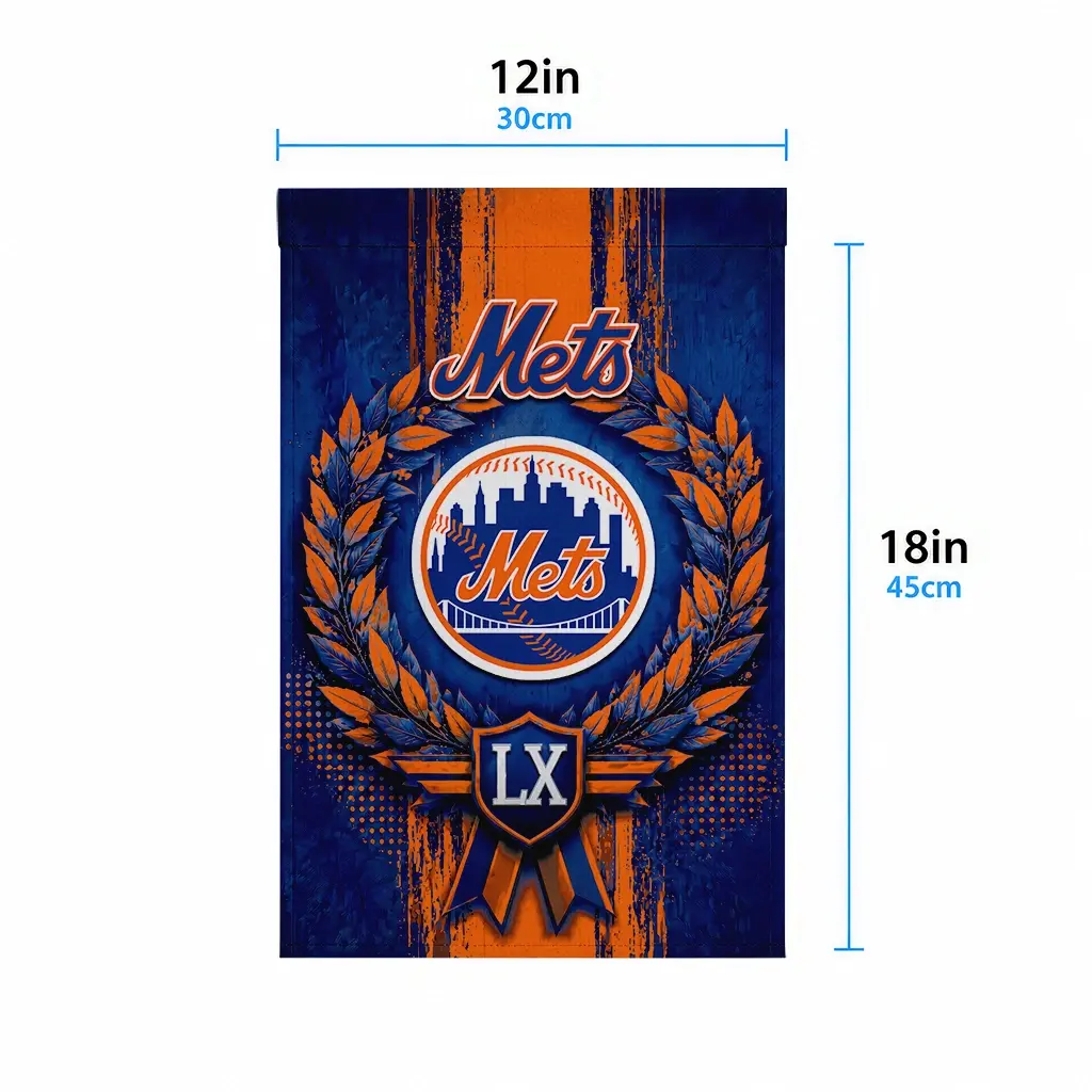 New York Mets Garden Flag Custom Laurel Wreath Blue High Quality New York Mets Garden Flag Custom Laurel Wreath Blue High Quality