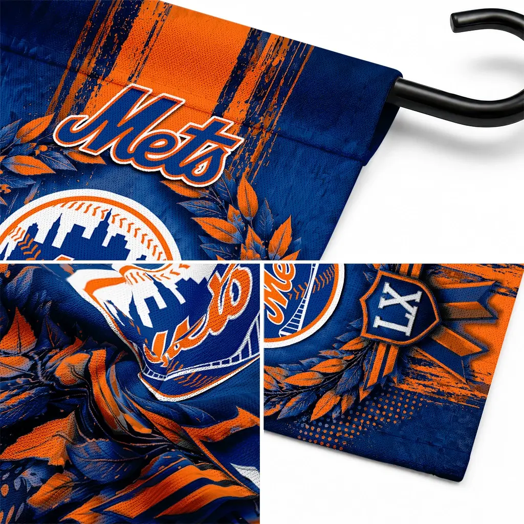 New York Mets Garden Flag Custom Laurel Wreath Blue Latest Model New York Mets Garden Flag Custom Laurel Wreath Blue Latest Model