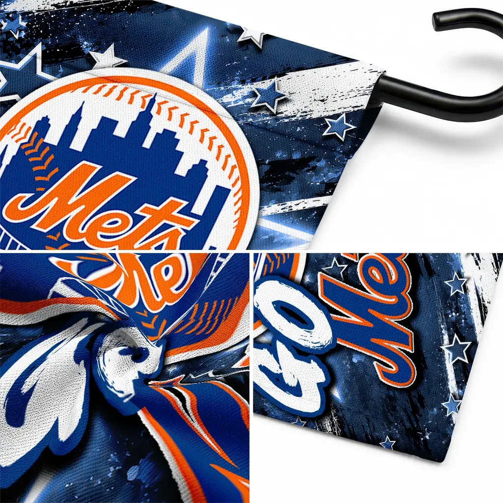 New York Mets Garden Flag Personalized Glowing Star Blue Latest Model New York Mets Garden Flag Personalized Glowing Star Blue Latest Model