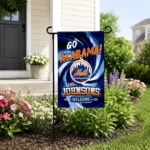 New York Mets Garden Flag Personalized Swirl Vortex Blue Best Selling