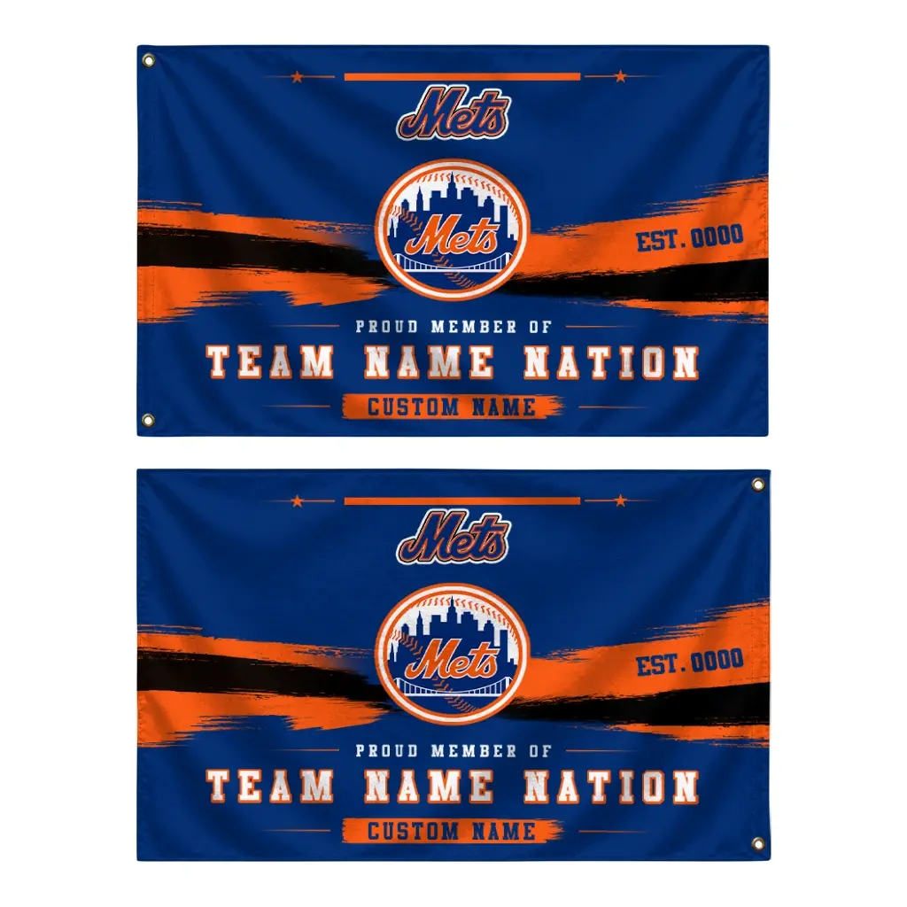 New York Mets House Flag Customized Brushed Streaks Blue Fashion Forward New York Mets House Flag Customized Brushed Streaks Blue Fashion Forward