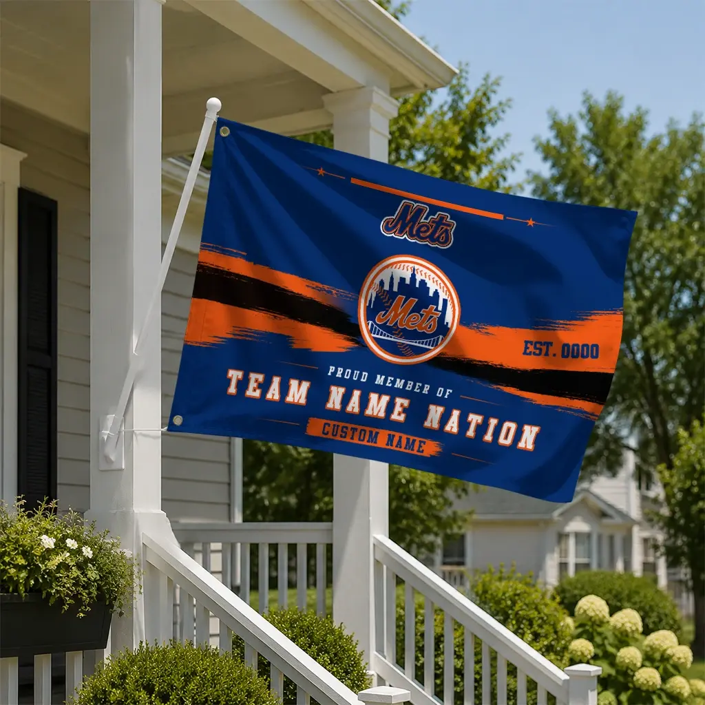 New York Mets House Flag Customized Brushed Streaks Blue New Arrival New York Mets House Flag Customized Brushed Streaks Blue New Arrival