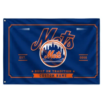 New York Mets House Flag Customized Ornate Border Blue Best Selling