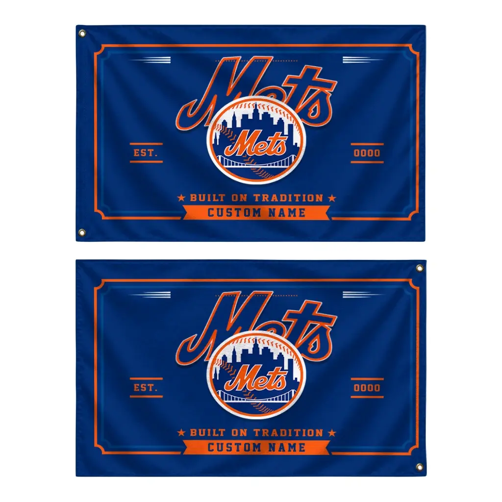 New York Mets House Flag Customized Ornate Border Blue Fashion Forward New York Mets House Flag Customized Ornate Border Blue Fashion Forward
