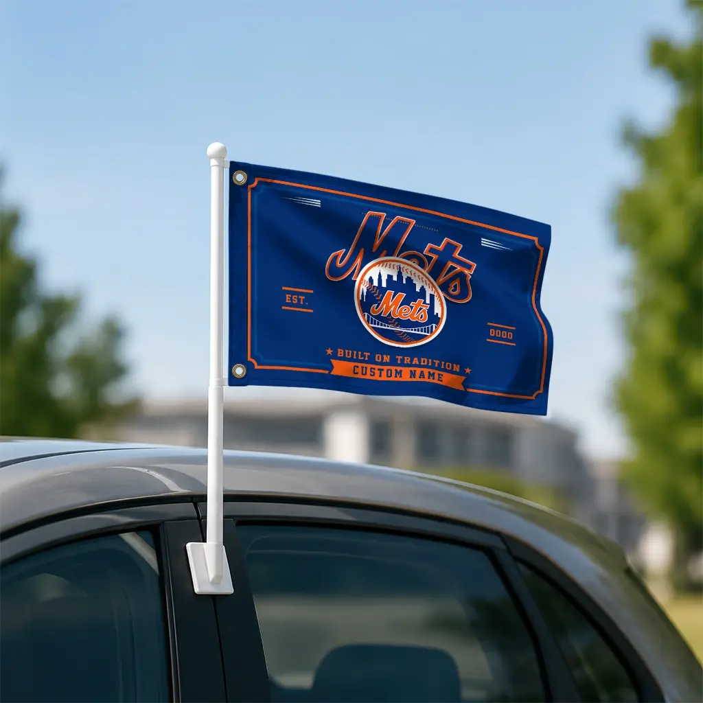 New York Mets House Flag Customized Ornate Border Blue Latest Model New York Mets House Flag Customized Ornate Border Blue Latest Model