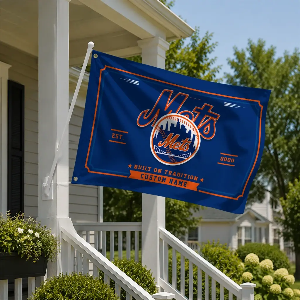 New York Mets House Flag Customized Ornate Border Blue New Arrival New York Mets House Flag Customized Ornate Border Blue New Arrival