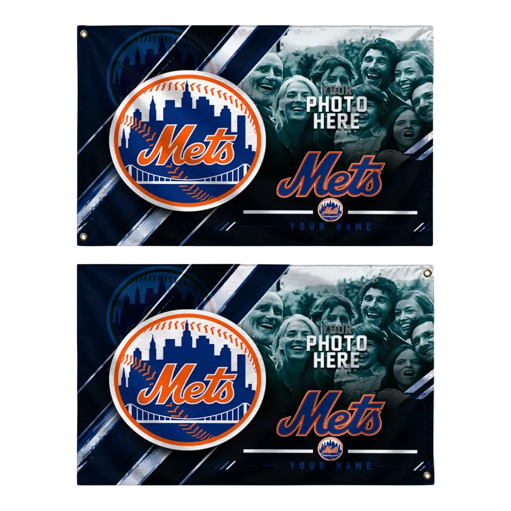 New York Mets House Flag Personalized Diagonal Stripes Blue Fashion Forward New York Mets House Flag Personalized Diagonal Stripes Blue Fashion Forward
