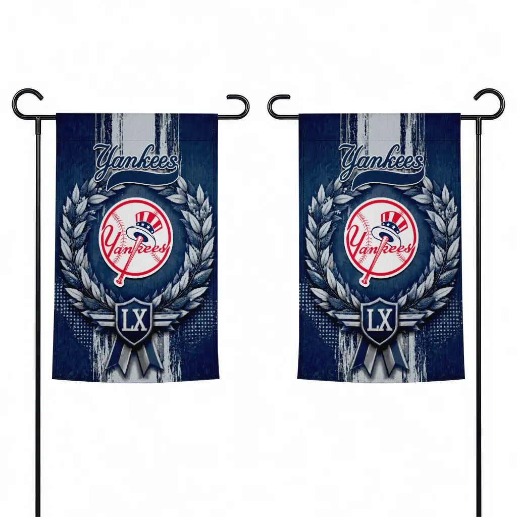 New York Yankees Garden Flag Customized Laurel Wreath Navy Fashion Forward New York Yankees Garden Flag Customized Laurel Wreath Navy Fashion Forward