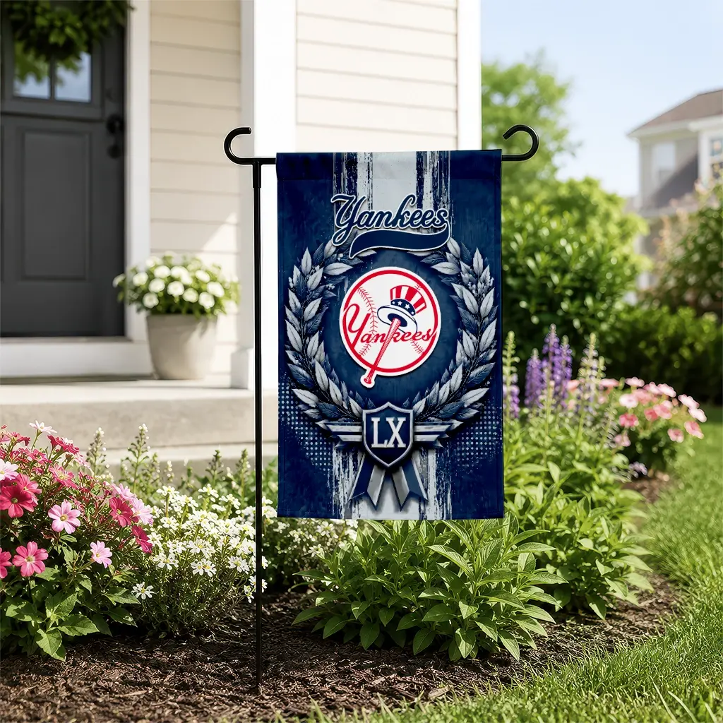 New York Yankees Garden Flag Customized Laurel Wreath Navy New Arrival New York Yankees Garden Flag Customized Laurel Wreath Navy New Arrival