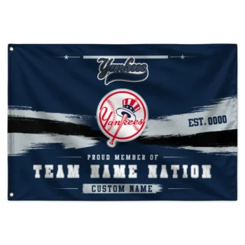 New York Yankees House Flag Personalized Brushed Streaks Navy Best Selling