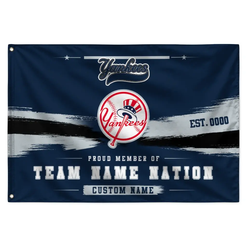 New York Yankees House Flag Personalized Brushed Streaks Navy Best Selling New York Yankees House Flag Personalized Brushed Streaks Navy Best Selling