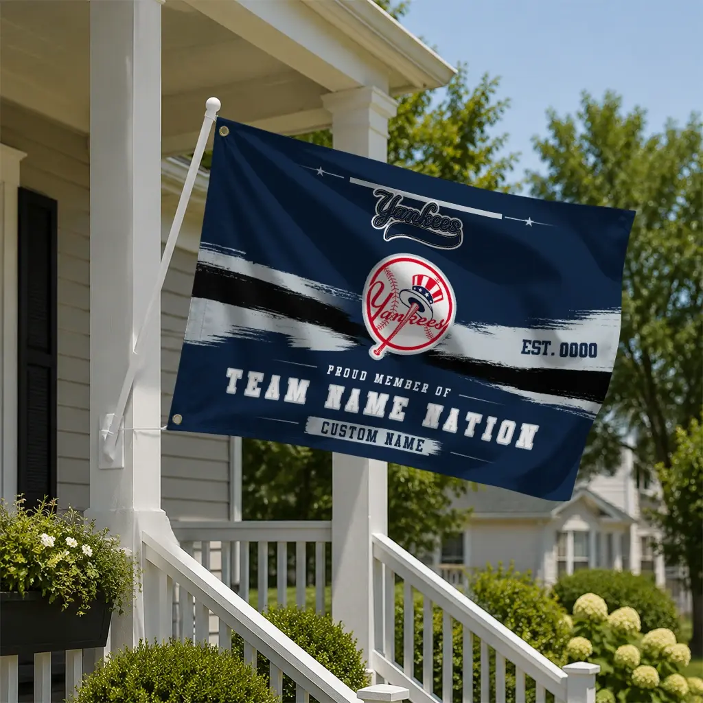 New York Yankees House Flag Personalized Brushed Streaks Navy New Arrival New York Yankees House Flag Personalized Brushed Streaks Navy New Arrival