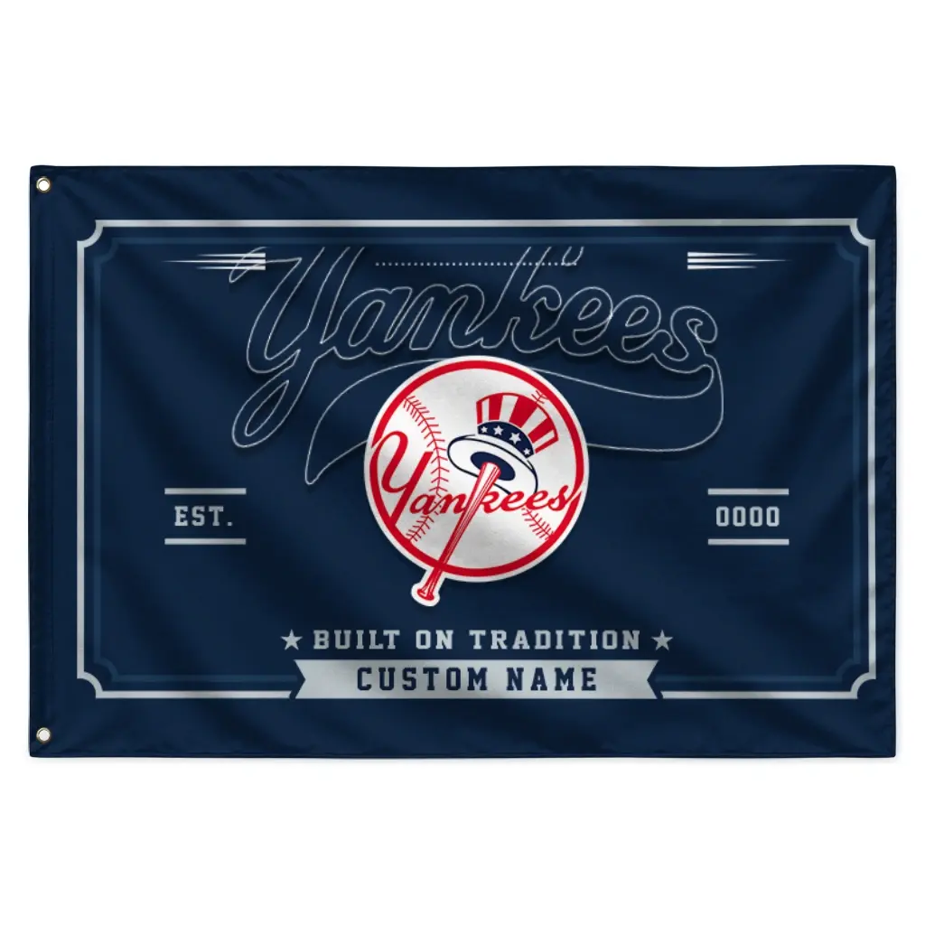 New York Yankees House Flag Personalized Ornate Border Navy Best Selling New York Yankees House Flag Personalized Ornate Border Navy Best Selling