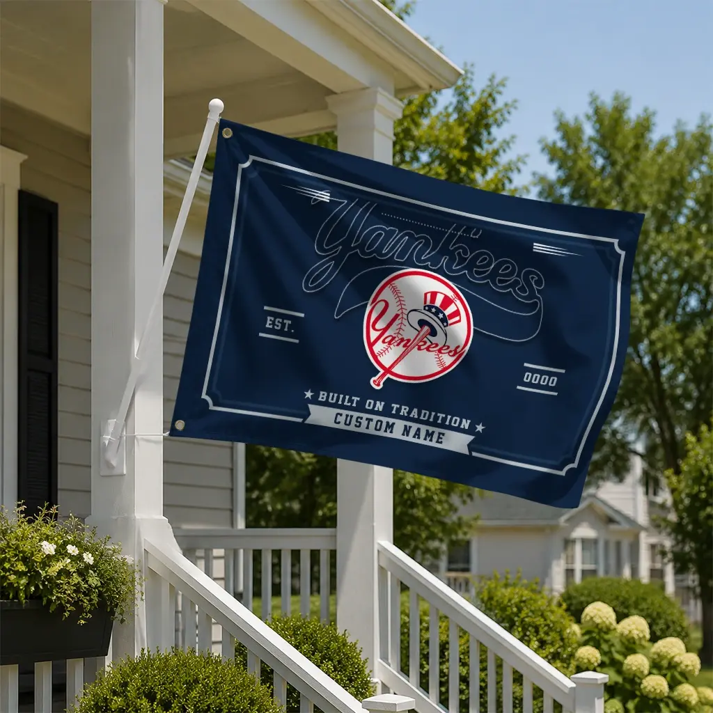 New York Yankees House Flag Personalized Ornate Border Navy New Arrival New York Yankees House Flag Personalized Ornate Border Navy New Arrival