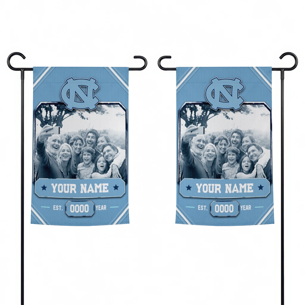 north-carolina-tar-heels-garden-flag-personalized-photo-frame-light-blue-fashion-forward.webp