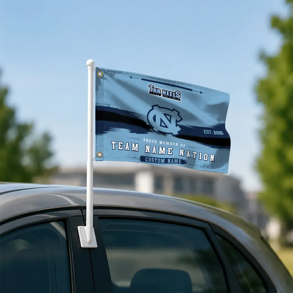 North Carolina Tar Heels House Flag Custom Brushed Streaks Light Blue Latest Model North Carolina Tar Heels House Flag Custom Brushed Streaks Light Blue Latest Model