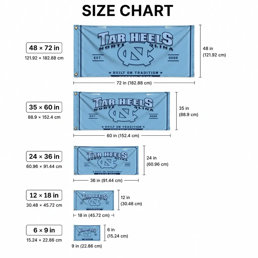 North Carolina Tar Heels House Flag Custom Ornate Border Light Blue High Quality North Carolina Tar Heels House Flag Custom Ornate Border Light Blue High Quality