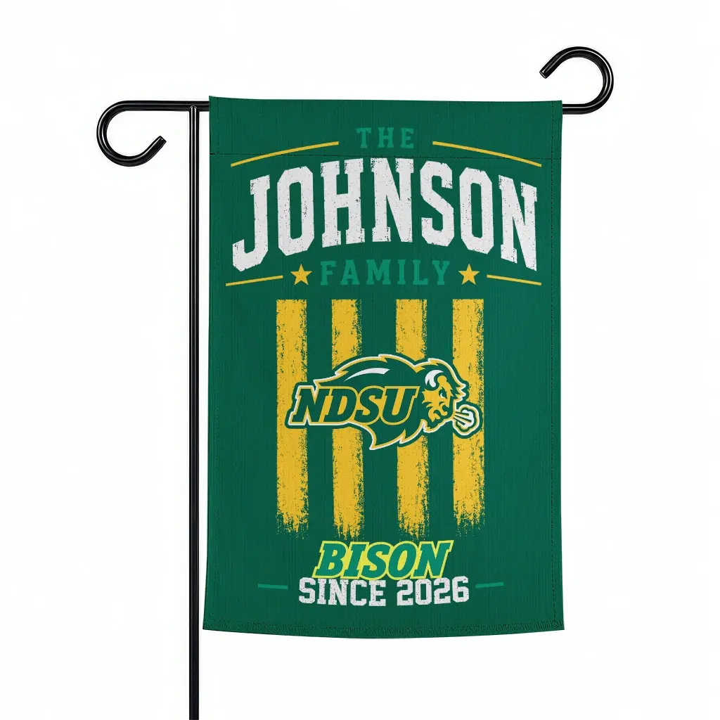 North Dakota State Bison Garden Flag Custom Distressed Stripes Green Best Selling North Dakota State Bison Garden Flag Custom Distressed Stripes Green Best Selling