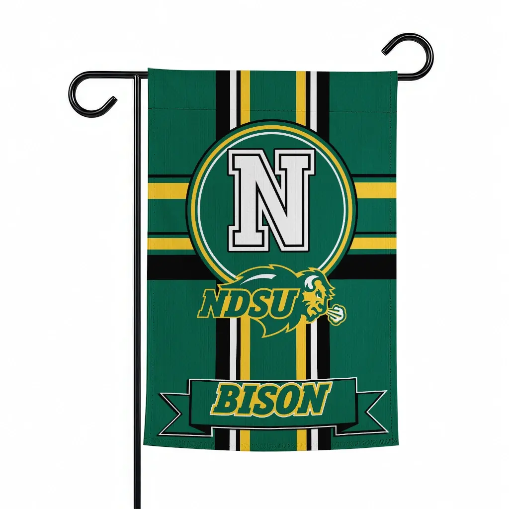 North Dakota State Bison Garden Flag Customized Circle Medallion Green Best Selling North Dakota State Bison Garden Flag Customized Circle Medallion Green Best Selling