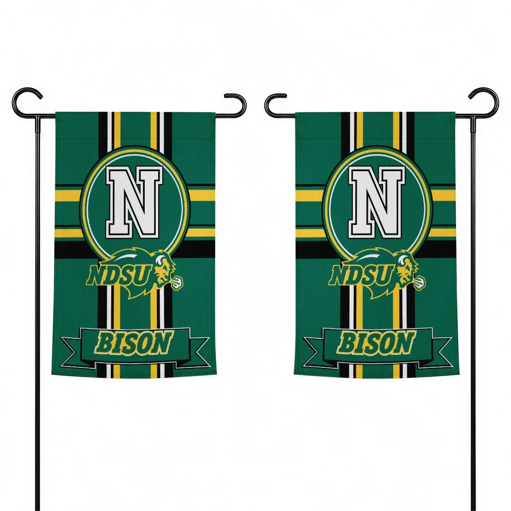 North Dakota State Bison Garden Flag Customized Circle Medallion Green Fashion Forward North Dakota State Bison Garden Flag Customized Circle Medallion Green Fashion Forward