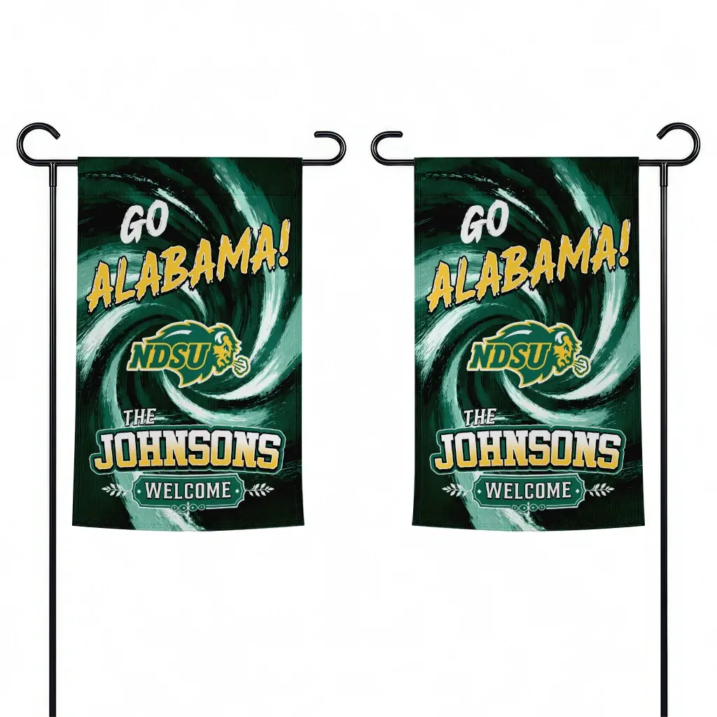 North Dakota State Bison Garden Flag Personalized Swirl Vortex Green Fashion Forward North Dakota State Bison Garden Flag Personalized Swirl Vortex Green Fashion Forward