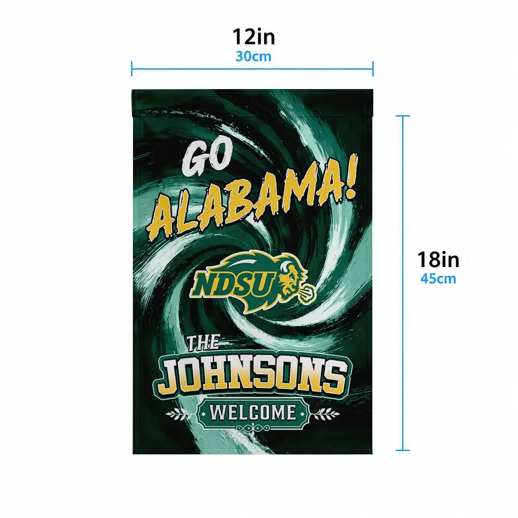 North Dakota State Bison Garden Flag Personalized Swirl Vortex Green High Quality North Dakota State Bison Garden Flag Personalized Swirl Vortex Green High Quality