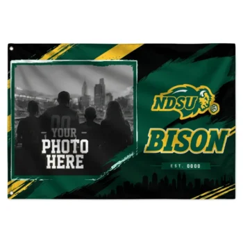North Dakota State Bison House Flag Custom Framed Photo Green Black Best Selling
