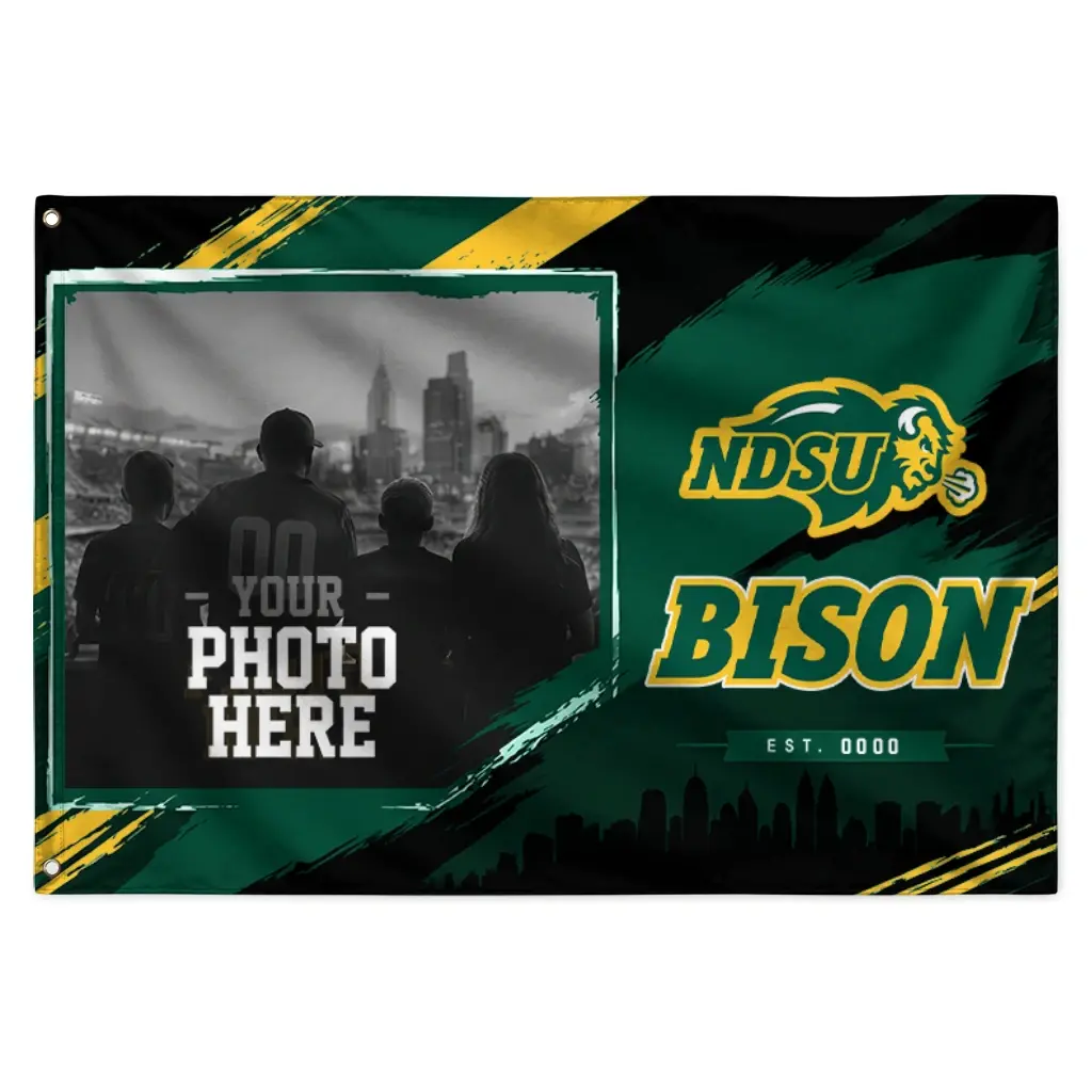 North Dakota State Bison House Flag Custom Framed Photo Green Black Best Selling North Dakota State Bison House Flag Custom Framed Photo Green Black Best Selling