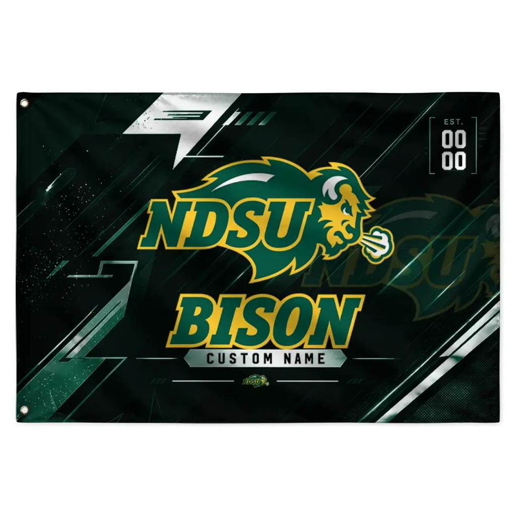 North Dakota State Bison House Flag Custom Speed Slashes Green Best Selling North Dakota State Bison House Flag Custom Speed Slashes Green Best Selling