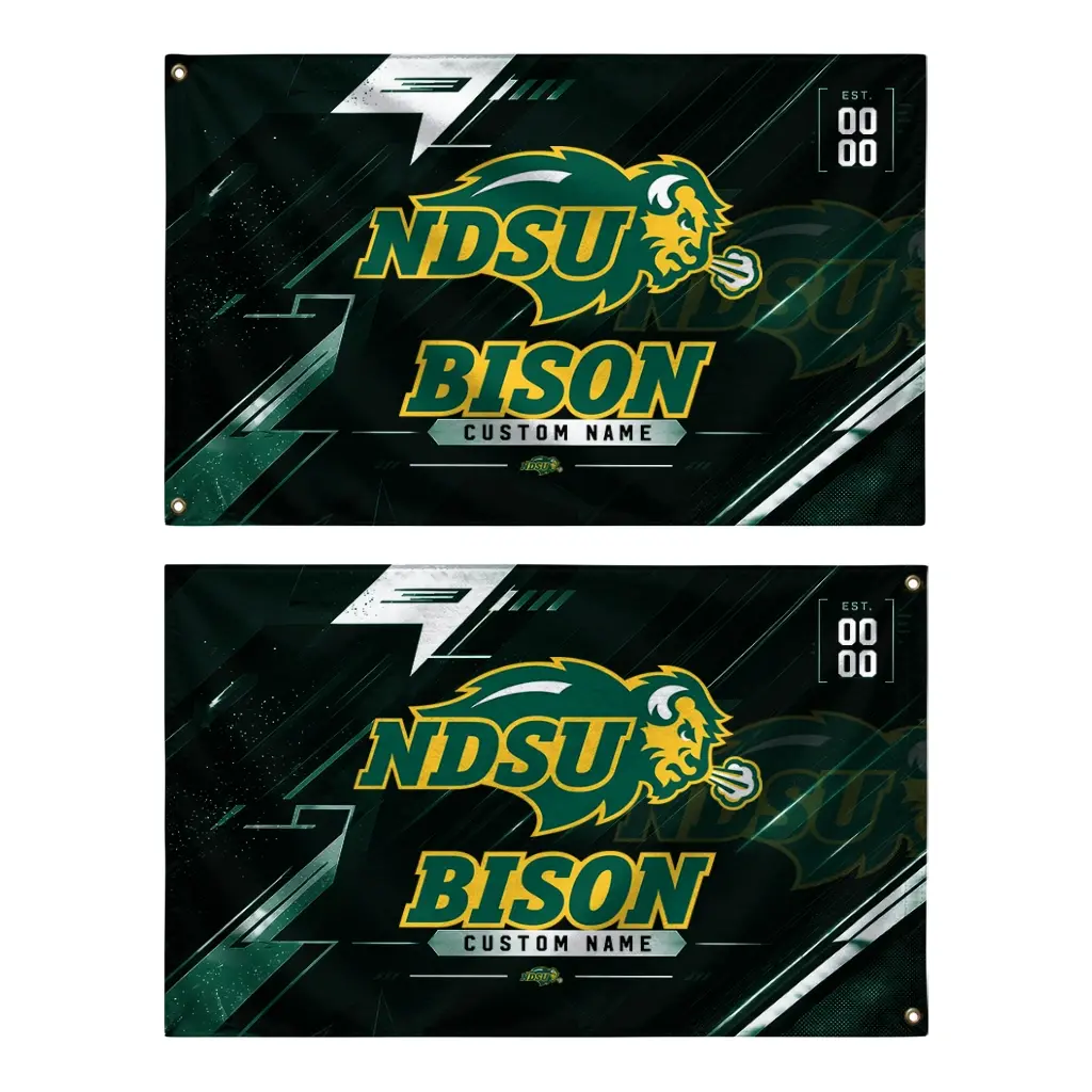 North Dakota State Bison House Flag Custom Speed Slashes Green Fashion Forward North Dakota State Bison House Flag Custom Speed Slashes Green Fashion Forward