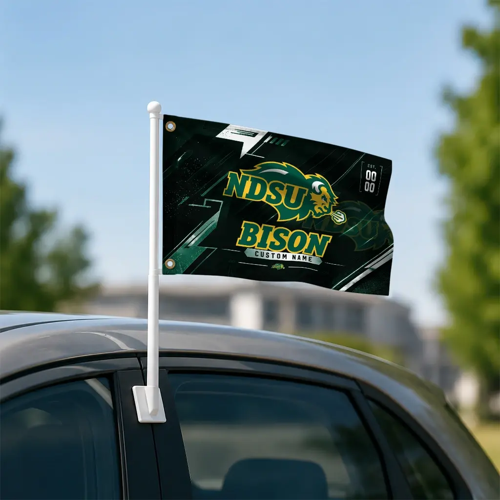 North Dakota State Bison House Flag Custom Speed Slashes Green Latest Model North Dakota State Bison House Flag Custom Speed Slashes Green Latest Model
