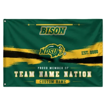 North Dakota State Bison House Flag Customized Brushed Streaks Green Best Selling
