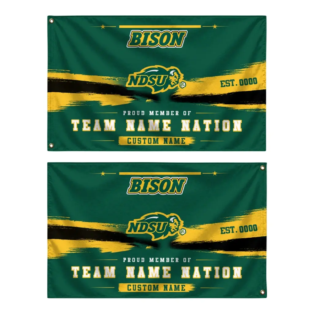 North Dakota State Bison House Flag Customized Brushed Streaks Green Fashion Forward North Dakota State Bison House Flag Customized Brushed Streaks Green Fashion Forward