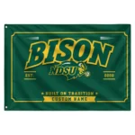 North Dakota State Bison House Flag Customized Ornate Border Green Best Selling
