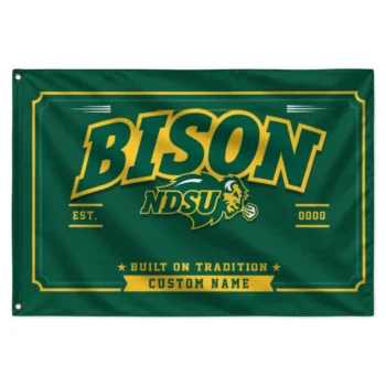 North Dakota State Bison House Flag Customized Ornate Border Green Best Selling
