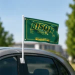 North Dakota State Bison House Flag Customized Ornate Border Green Best Selling