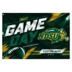 North Dakota State Bison House Flag Personalized Action Streaks Green Best Selling