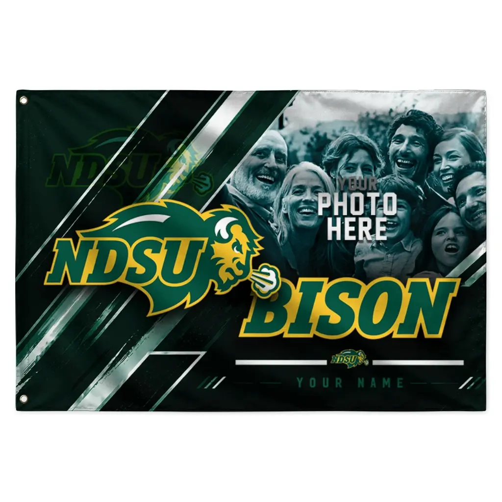 North Dakota State Bison House Flag Personalized Diagonal Stripes Green Best Selling North Dakota State Bison House Flag Personalized Diagonal Stripes Green Best Selling