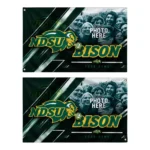 North Dakota State Bison House Flag Personalized Diagonal Stripes Green Best Selling