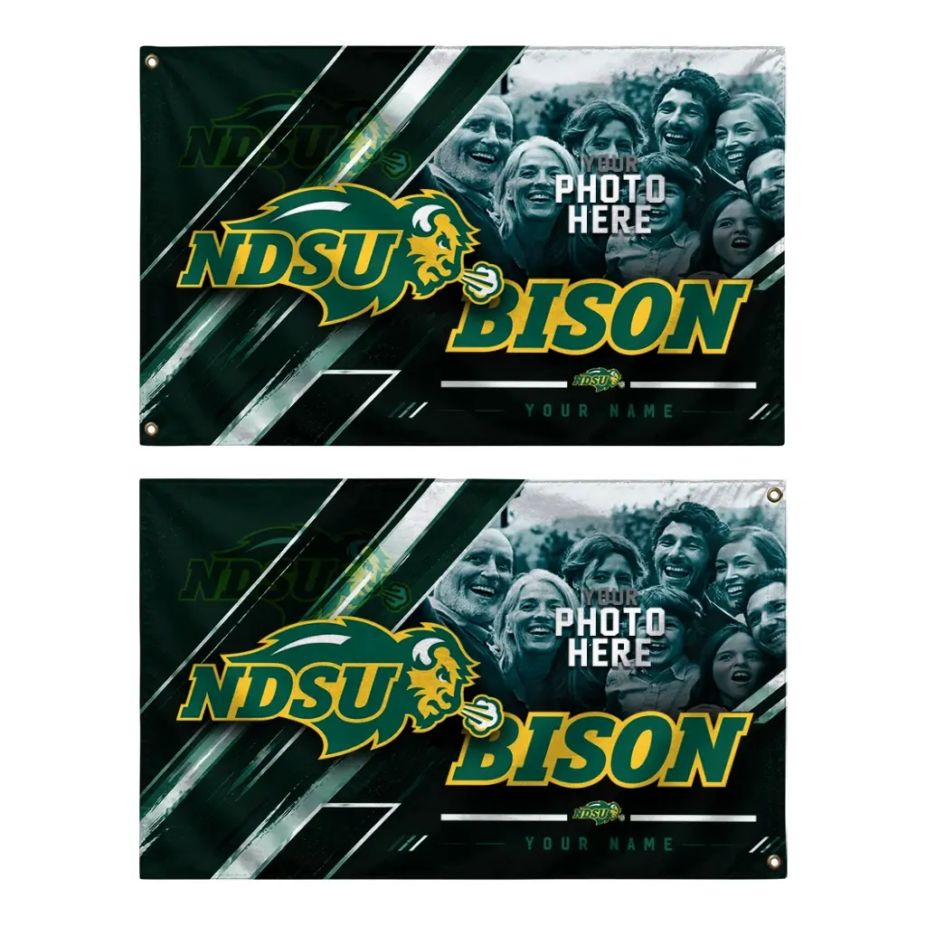 North Dakota State Bison House Flag Personalized Diagonal Stripes Green Fashion Forward North Dakota State Bison House Flag Personalized Diagonal Stripes Green Fashion Forward