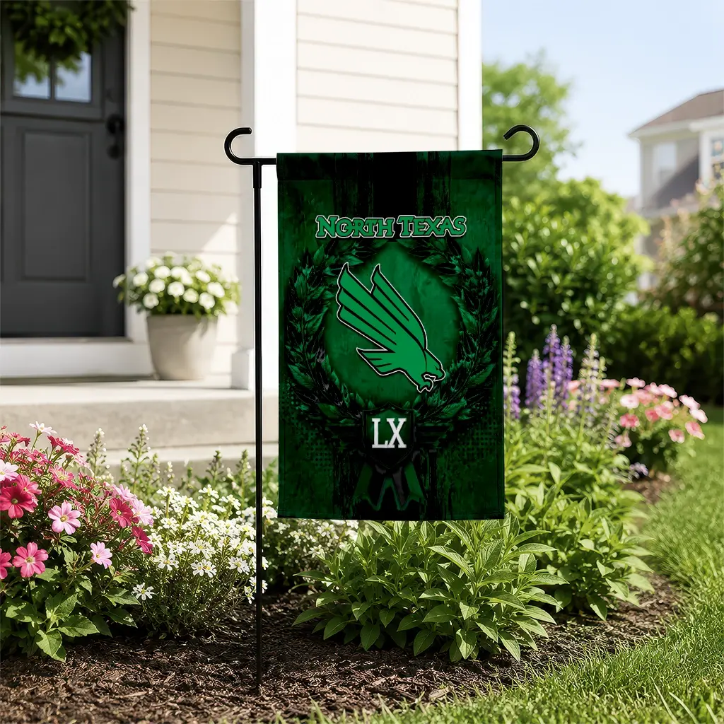 North Texas Mean Green Garden Flag Custom Laurel Wreath Green New Arrival North Texas Mean Green Garden Flag Custom Laurel Wreath Green New Arrival