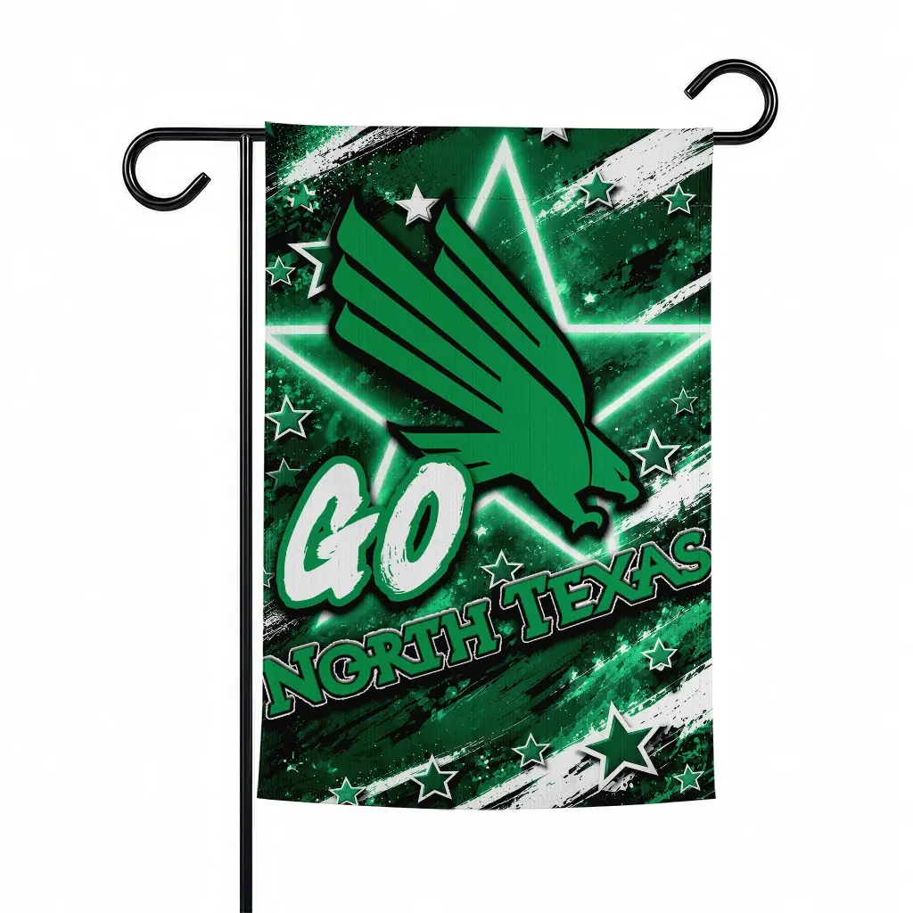 North Texas Mean Green Garden Flag Personalized Glowing Star Green Best Selling North Texas Mean Green Garden Flag Personalized Glowing Star Green Best Selling