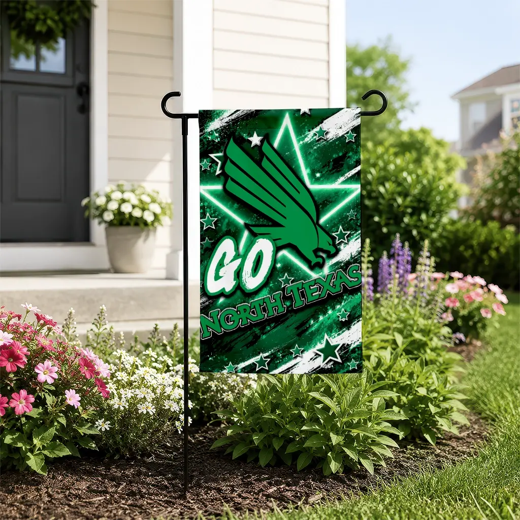 North Texas Mean Green Garden Flag Personalized Glowing Star Green New Arrival North Texas Mean Green Garden Flag Personalized Glowing Star Green New Arrival